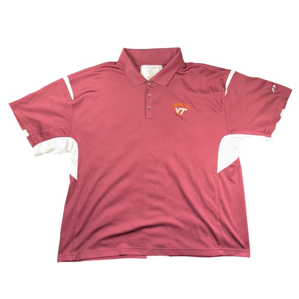 Virginia Tech Hokies Shirt Polo Mens Large Maroon White NCAA Football Pro Player
